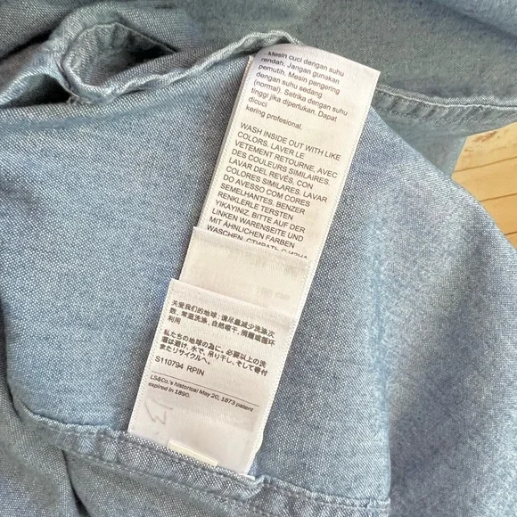 Men's Levi's The Worker Blue Button Down Long Sleeve Shirt XL NWT - Picture 7 of 11